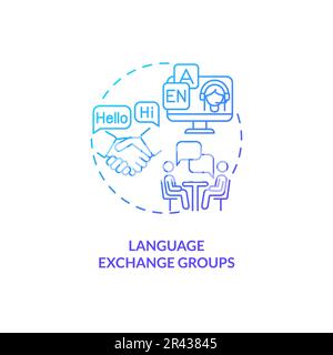 Language exchange groups blue gradient concept icon Stock Vector