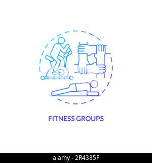 Fitness groups blue gradient concept icon Stock Vector