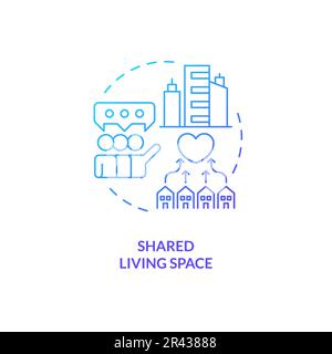 Shared living space blue gradient concept icon Stock Vector