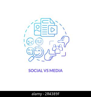 Social vs media blue gradient concept icon Stock Vector