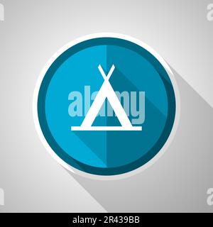 Camp symbol, flat design vector blue icon with long shadow Stock Vector
