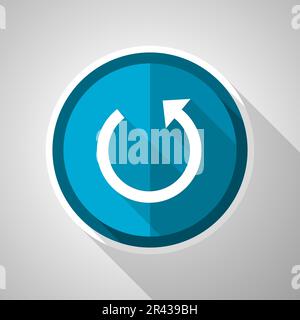 Rotate symbol, flat design vector blue icon with long shadow Stock Vector