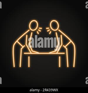 Quarrel neon icon in line style. Political debate symbol. Two men shouting at each other. Vector illustration. Stock Vector