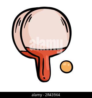 Ping pong paddles, table tennis rackets top and bottom view. Sports equipment with wooden handle and rubber red and black bat surface isolated on whit Stock Vector