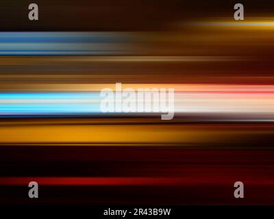 Abstract red light speed line in dark background. City light trails blur. Stock Photo