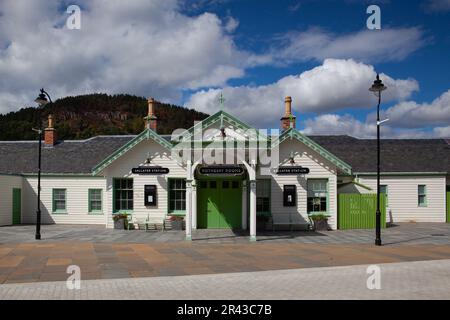 Ballater,Scotland  - August 5,2022: Ballater railway station is a former station in the village of Ballater in Aberdeenshire. It was the nearest stati Stock Photo