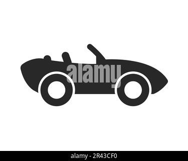 simple sports coupe convertible cabriolet car black silhouette side view icon symbol vector isolated on white background Stock Vector