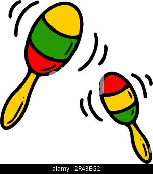Maracas icon. Vector illustration of blue and red maraca and instrument sign. Graphic of maraca and maracas Stock Vector