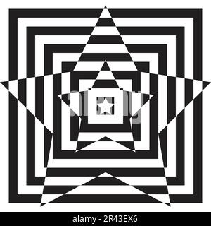 Abstract geometric pattern background with black and white star and square shapes Stock Vector