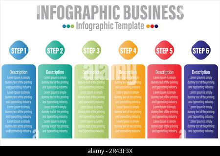 Colorful 6 Steps and Six 6 option Business data Process chart. diagram with steps, options, parts or processes. business template for presentation. Ab Stock Vector