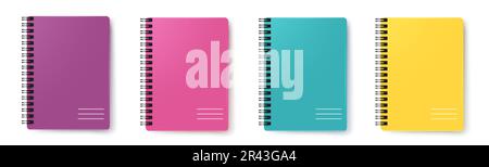 Notebook set vector design. Notebook and write pad educational elements isolated in white background. Vector illustration workbook planner collection. Stock Vector