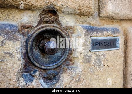 PIENZA, TUSCANY, ITALY - MAY 19 : Old door bell pull in Pienza, Tuscany on May 19, 2013 Stock Photo