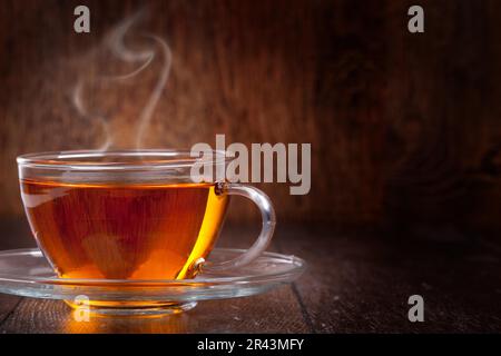 Cup of tea on a wooden background Stock Photo