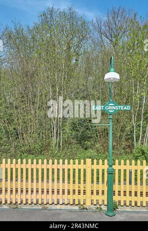 Platform of the Bluebell steam railway at East Grinstead rail station, Sussex, England Stock Photo