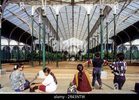 Largest glass house in India at Lal Baugh botanical gardens in Bengaluru Bangalore, Karnataka, South India, India, Asia Stock Photo