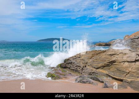 Praia das Caravelas, Rocky Beach, Buzios, Rio de Janeiro, Brazil Stock Photo