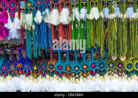 Otavalo market, souvenir shop, Imbabura province, Ecuador Stock Photo