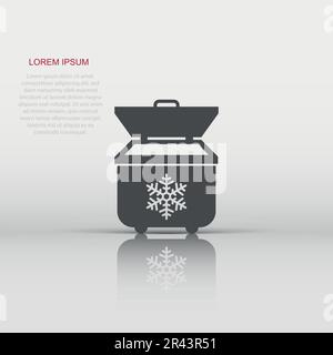 Portable fridge refrigerator icon in flat style. Freezer bag container vector illustration on white background. Fridge business concept. Stock Vector