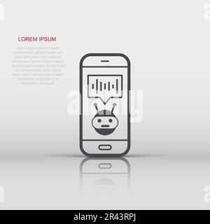 Voice assistant on smartphone icon in flat style. Sound record vector illustration on white isolated background. Chat recognition business concept. Stock Vector