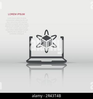 Computer simulation icon in flat style. Vr device vector illustration on white isolated background. Technology business concept. Stock Vector