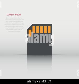Micro SD card icon in flat style. Memory chip vector illustration on white isolated background. Storage adapter business concept. Stock Vector