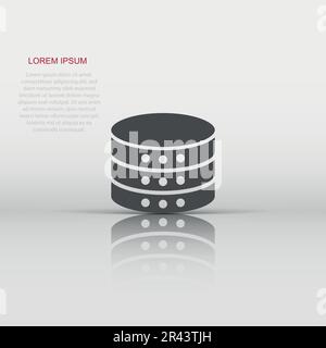 Data center icon in flat style. Server vector illustration on white isolated background. Security business concept. Stock Vector