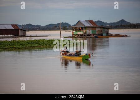 Floating Village on Lake Tempe, Sulawesi, Indonesia Stock Photo