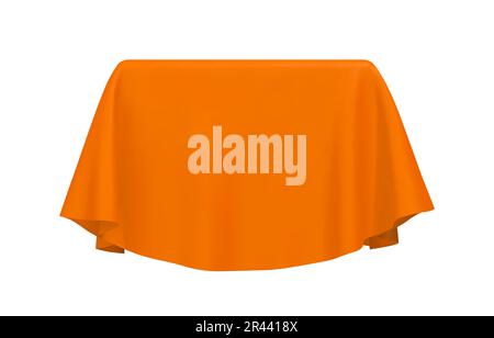 Orange fabric covering a cube or rectangular shape Stock Vector