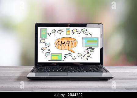 Chat concept shown on a laptop screen Stock Photo