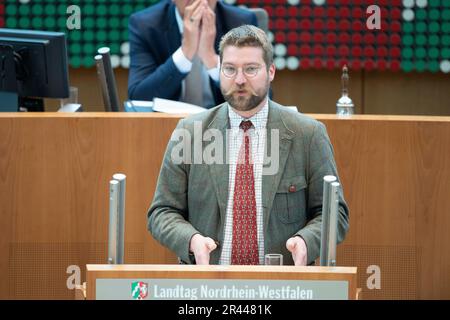 Dusseldorf, Deutschland. 24th May, 2023. Zacharias SCHALLEY, AfD parliamentary group, during his speech at the 33rd session of the North Rhine-Westphalia state parliament, in the North Rhine-Westphalia state parliament, Duesseldorf on May 24th, 2023 Credit: dpa/Alamy Live News Stock Photo