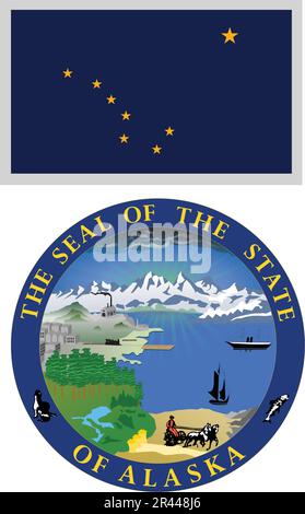 USA collection. Vector illustration of Alaska theme. State Symbols ...