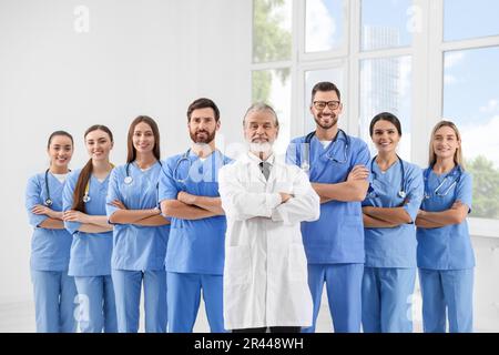 Doctor and his colleagues in hospital. Medical service Stock Photo