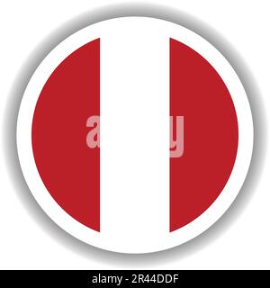 Peru flag round shape Stock Vector
