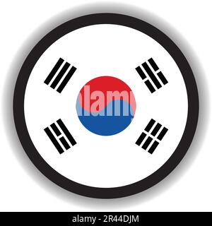 South Korea flag round shape Stock Vector