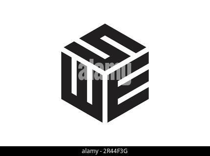 WES Initial Monogram Letter swe Logo Design Vector Template w e s Cube Polygon Letter Logo Design Stock Vector