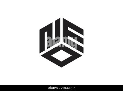 NEO Initial Monogram Letter one Logo Design Vector Template n e o Cube Polygon Letter Logo Design Stock Vector