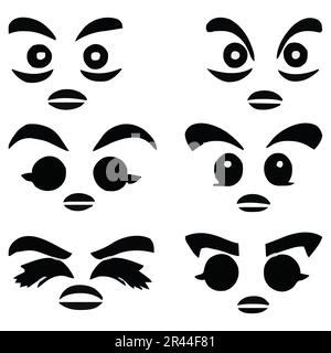 Set of eyes and face expressions Stock Vector