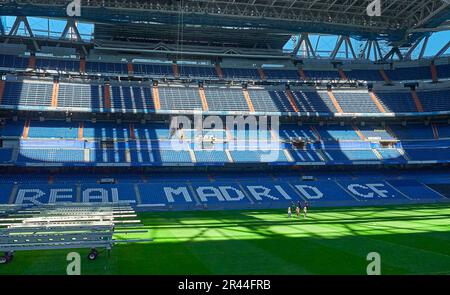 Pitch view at Santiago Bernabeu Arena. Madrid, Spain Stock Photo