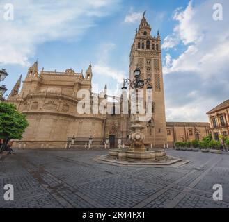 Seville Cathedral at Plaza Virgen de Los Reyes Square - Seville, Andalusia, Spain Stock Photo