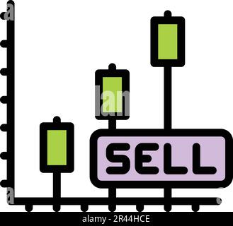 Sell graph market icon. Outline Sell graph market vector icon for web design isolated on white background color flat Stock Vector