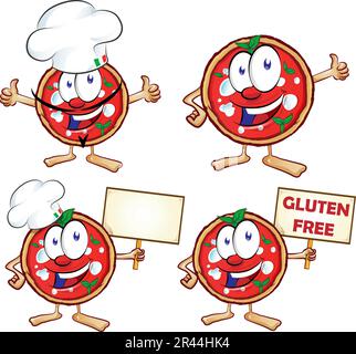 Set of pizza cartoon  illustration Stock Vector