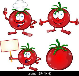 Tomato. Cute vegetable character set isolated on white Stock Vector