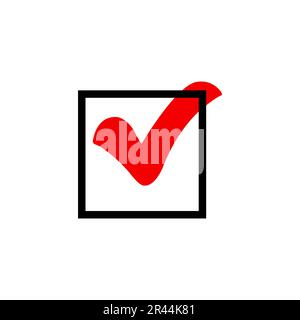 Checkbox icon. Vector illustration style is flat iconic symbol, red color, transparent background. Designed for web and software interfaces. Stock Vector