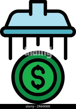 Laundry money shower icon. Outline Laundry money shower vector icon for web design isolated on white background color flat Stock Vector