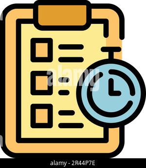 Deadline realization icon. Outline Deadline realization vector icon for web design isolated on white background color flat Stock Vector