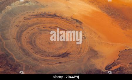 Aerial of the Eye of the Sahara in Mauritania Stock Photo