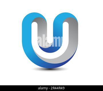 3d U letter logo design vector template Stock Vector