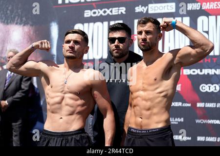 BOXXER CEO Ben Shalom (centre), Ben Whittaker (left) And Ezra Arenyeka ...