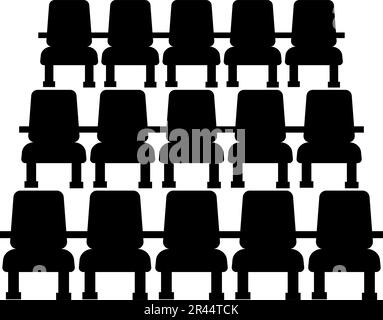 Chairs in cinema armchairs theater hall seats entertainment performance icon black color vector illustration image flat style simple Stock Vector