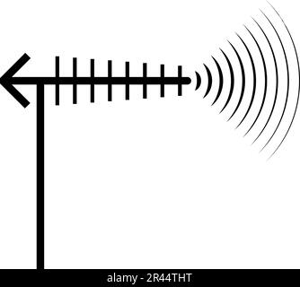 TV antenna and wave icon black color vector illustration image flat style simple Stock Vector